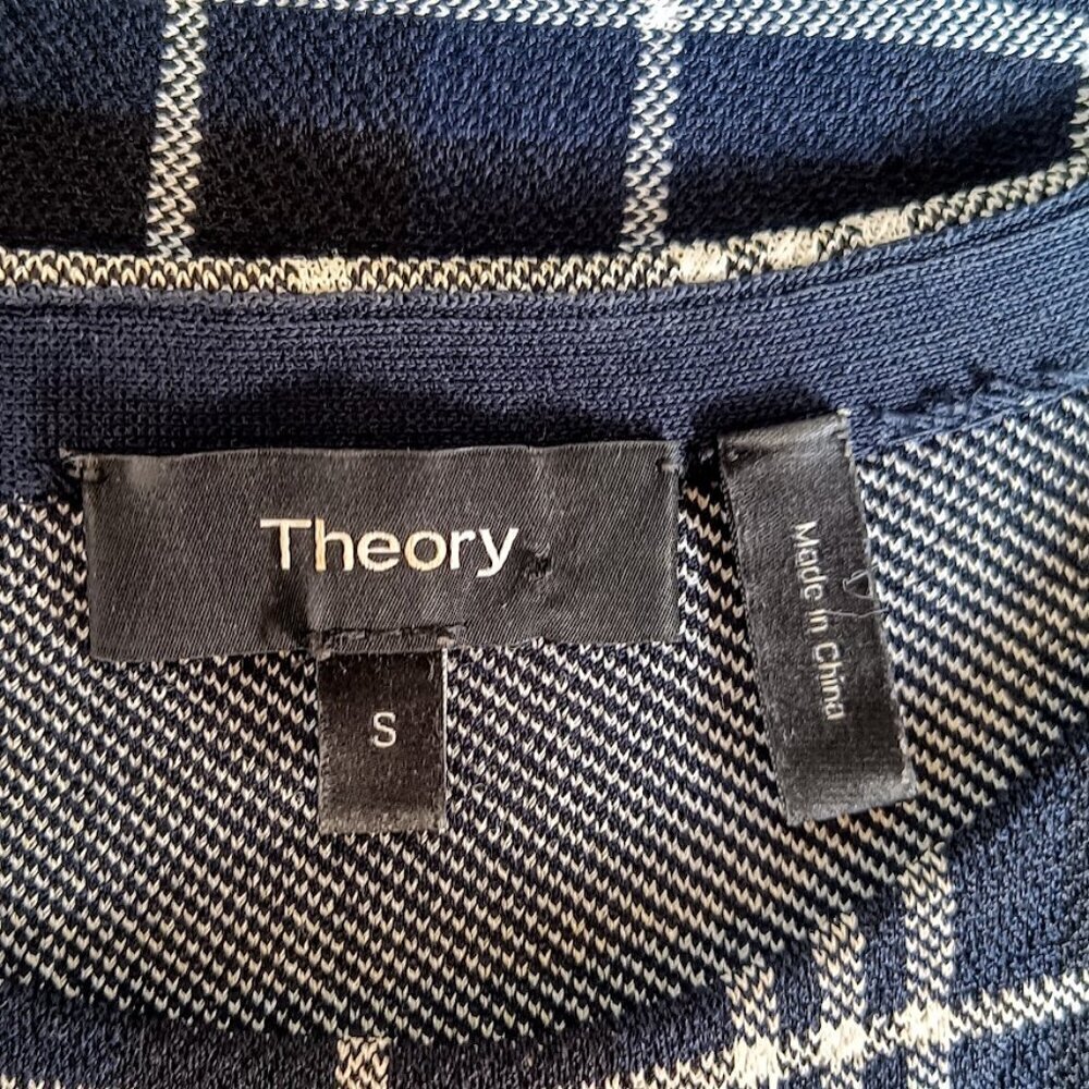 Theory Kalora Lustrate Plaid Peplum Sleeveless Top - Picture 4 of 5